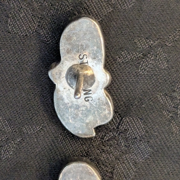 Vintage Native American Paua Shell Solid Sterling Silver Pierced Earrings - Picture 5 of 8